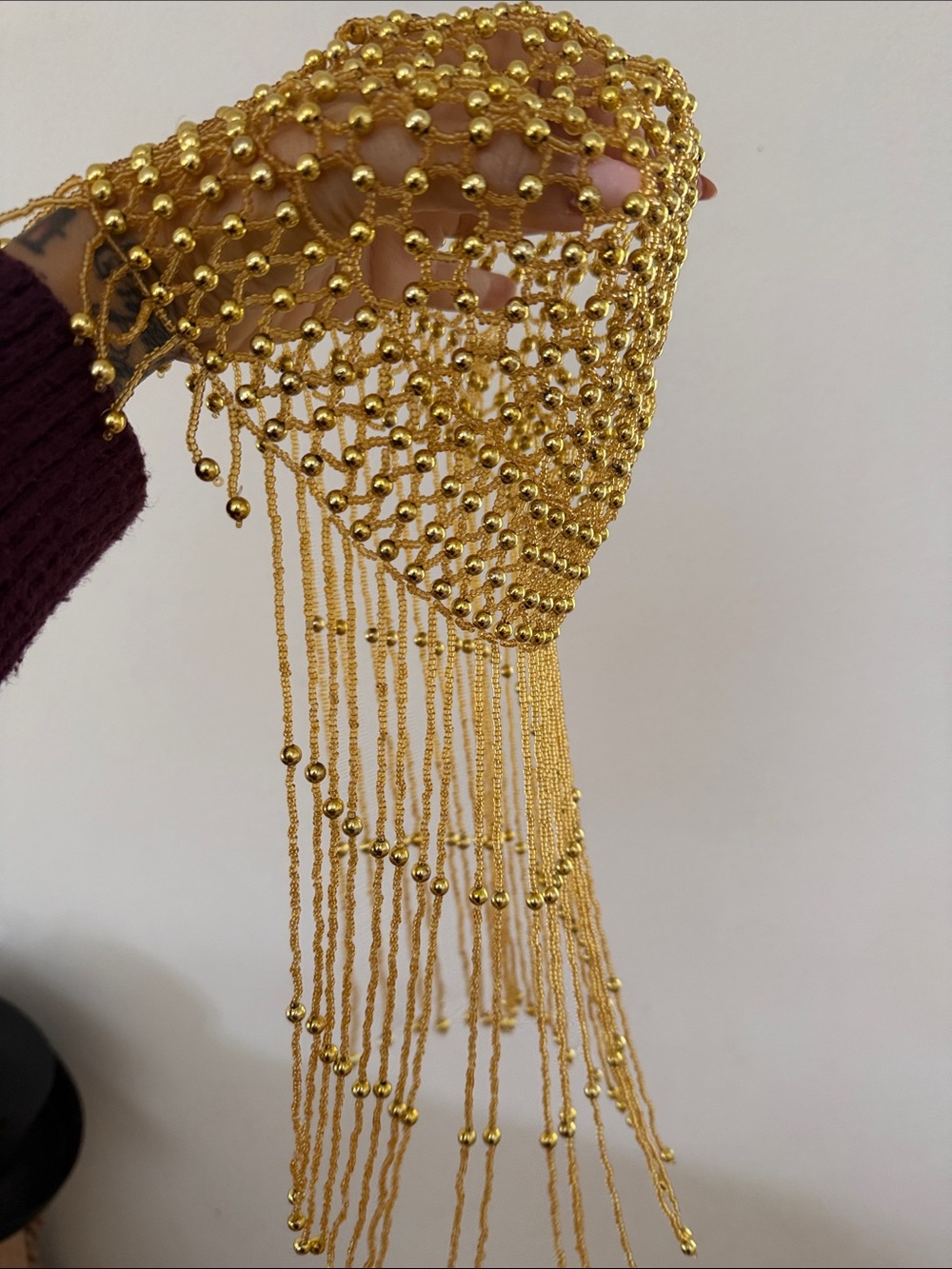 Gold Beaded Fringe headband
